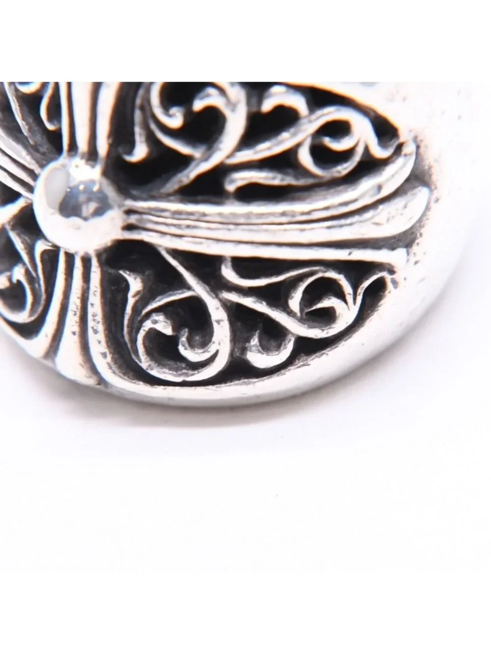 Chrome Hearts Classic Oval Cross Black Sling 925 Sterling Silver